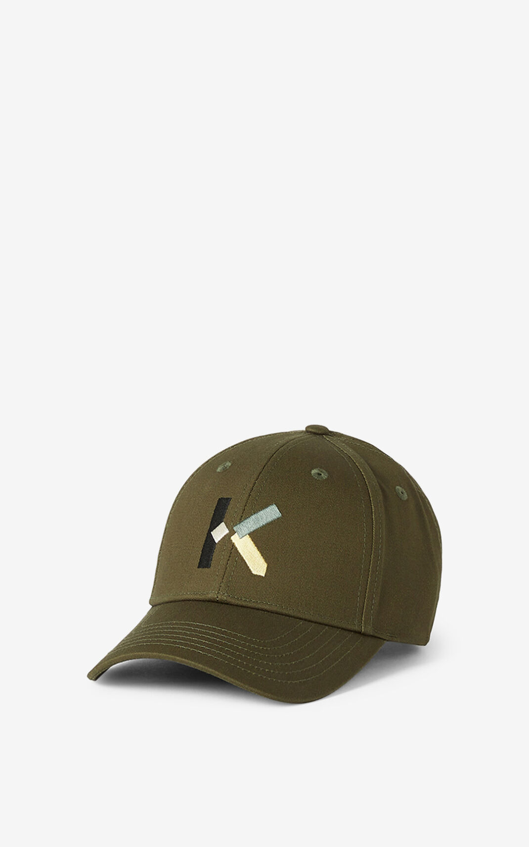 Kenzo K Cap Dark Khaki For Mens 8079VSLAW
